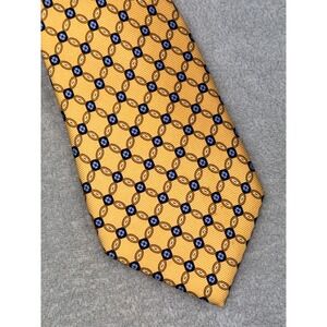 Jos‎ A Bank Yellow Blue Geometric Pattern 100% Silk Men's Neck Tie